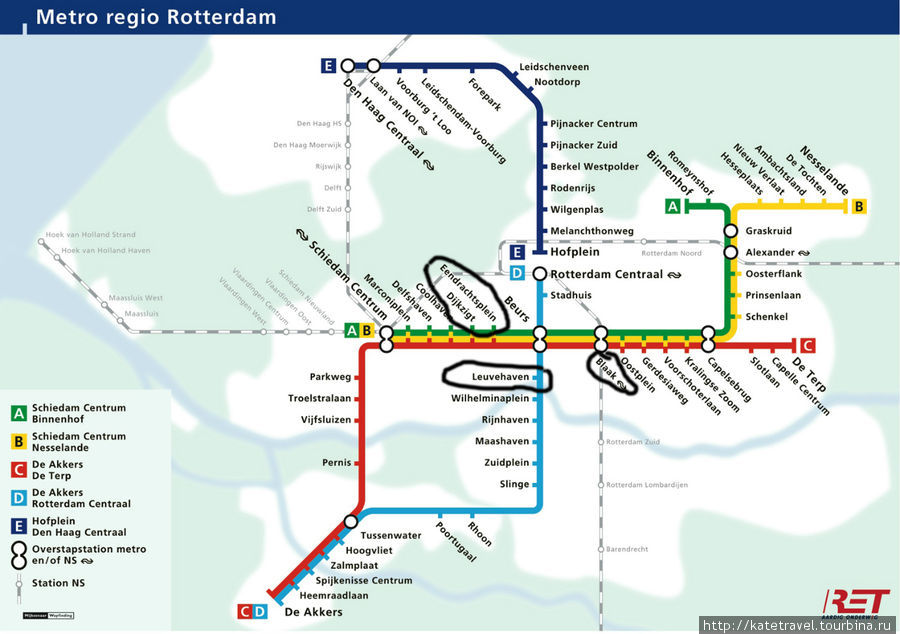 Схема метро Роттердама Роттердам, Нидерланды