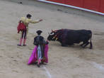 После смертельного удара, бык на коленках долго пытался достать матадора.. Все болели за быка