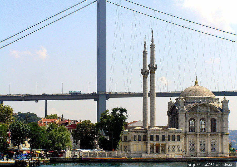 Босфорский пролив — между  двух материков Стамбул, Турция