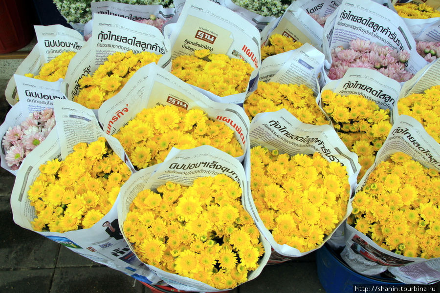 Цветы продают в газетной обертке Бангкок, Таиланд