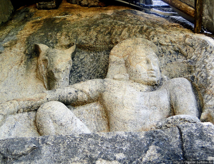 На стене рядом с храмом — древний барельеф. Что-то знакомое показалось в нем... Анурадхапура, Шри-Ланка