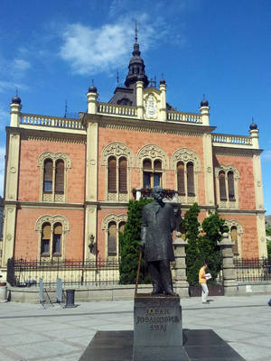 Владычанский двор и памятник сербскому поэту Йованй Йовановичу Змею. Кстати, 