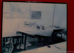 Стол, за которым был убит Троцкий и документы с брызгами крови