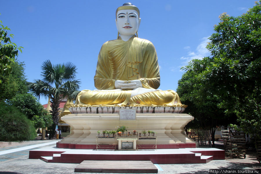 Гигантский сидящий Будда. Пагода Шве Сиен Кхон в Мониве Монива, Мьянма