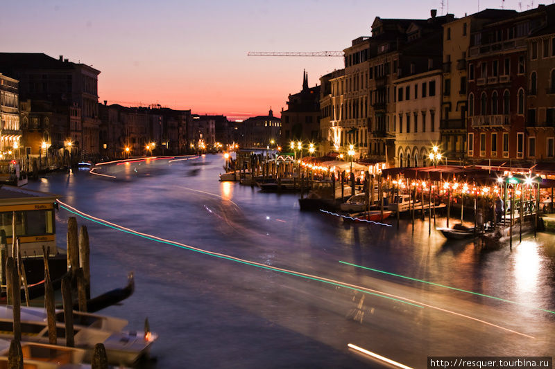 Ночная Венеция, гран канал. Венето, Италия
