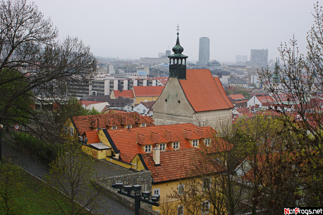 Красные крыши и высотки вдалеке Братислава, Словакия
