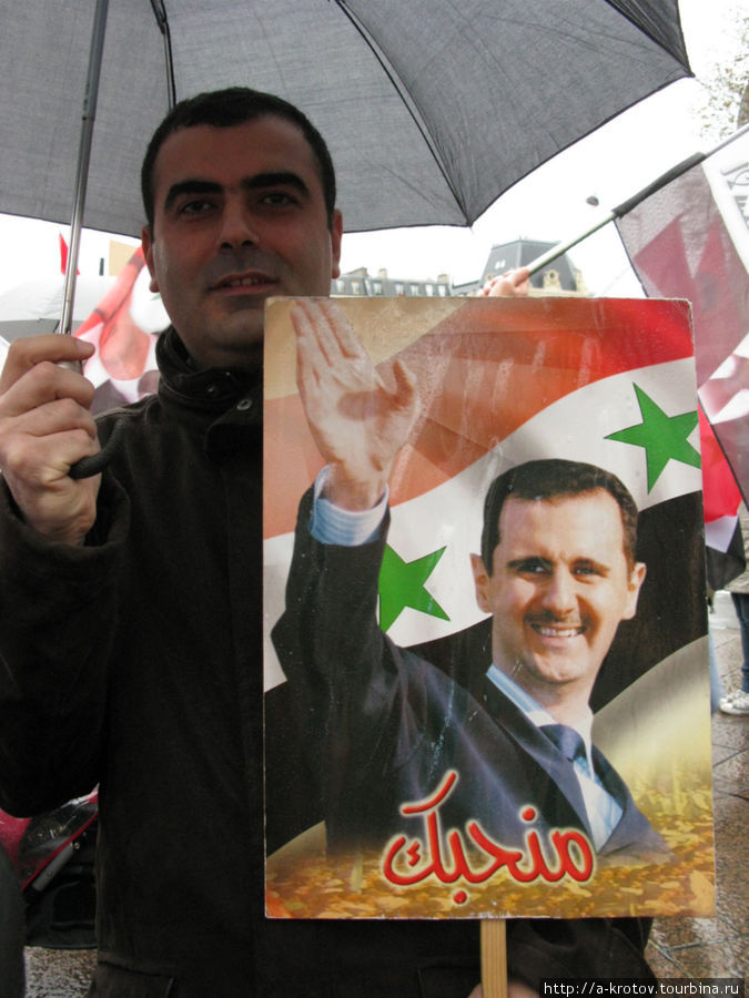 Сирийцы митингуют в защиту Сирии и Башара Асада Париж, Франция