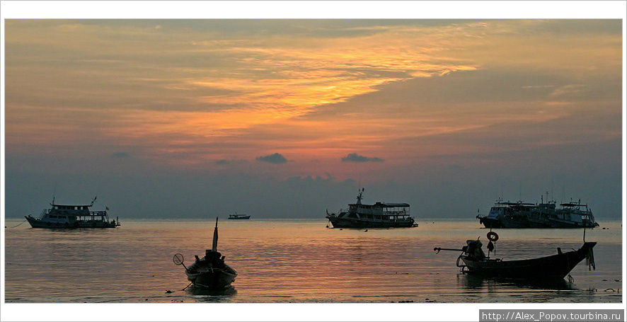 Закаты и лодки на Ко Тао, март 2008 года Остров Тао, Таиланд