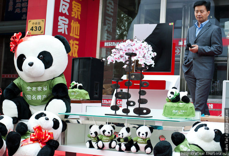 Певец на рекламной акции мишек панд Хэйхэ, Китай