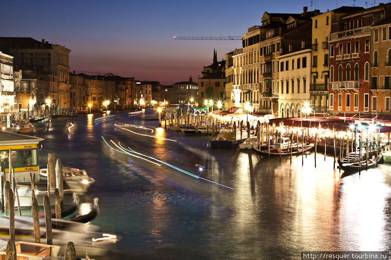 Ночная Венеция, гран канал. Венето, Италия