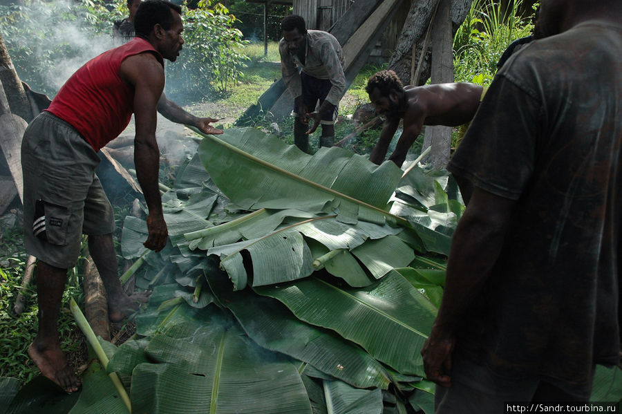 Финальный штрих – закрыть все еще одним слоем пальмовых листьев. Папуа, Индонезия