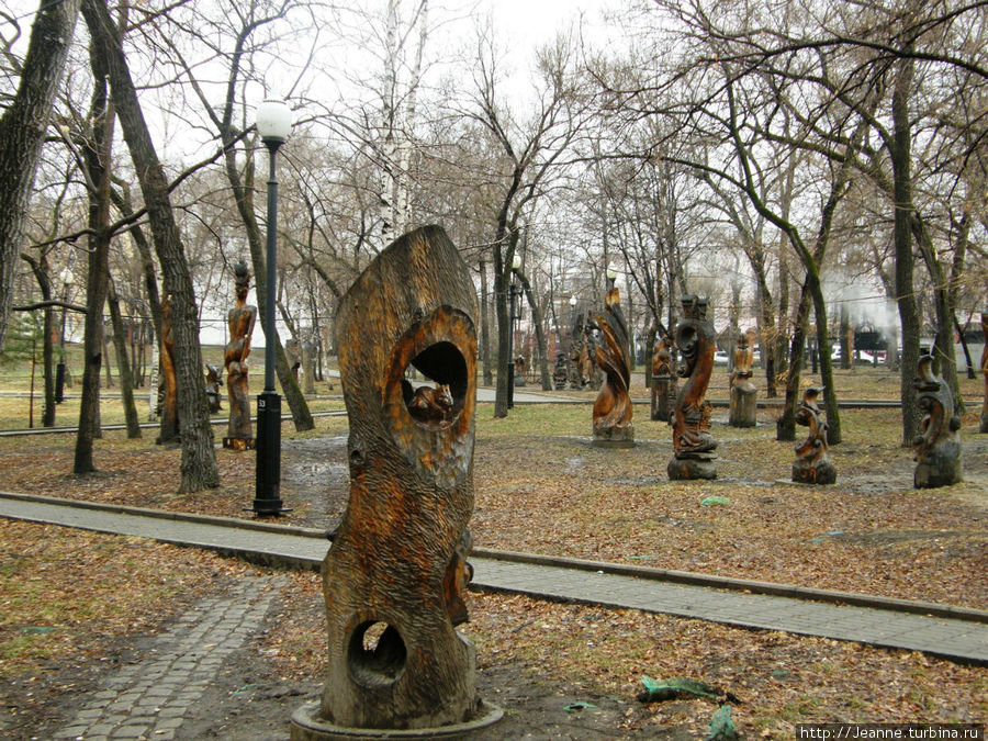 Мне очень нравится изюминка нашего парка — разные деревянные скульптуры. В мою Крещенскую прогулку я фотографировала деревянные фигурки, расположенные возле Прудов. А эти стоят с другой стороны парка... Хабаровск, Россия