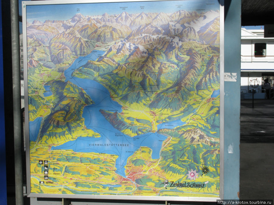 карта пароходных маршрутов Люцерн, Швейцария