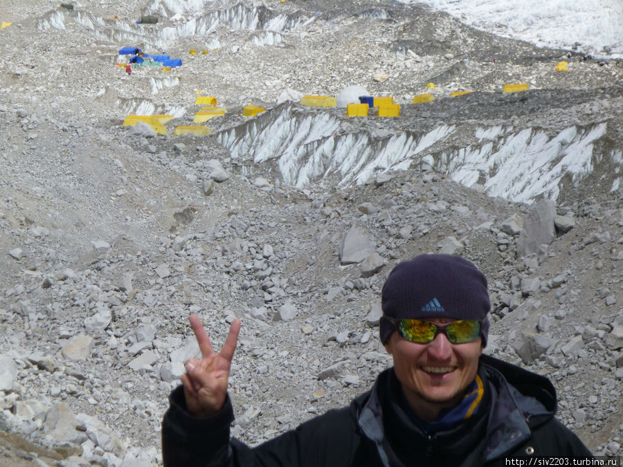 позади Базовый лагерь эверест Горак-Шеп, Непал