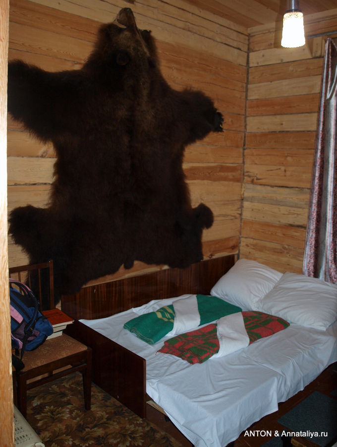 Наш номер с медвежьей шкурой. Озеро Лама, Россия