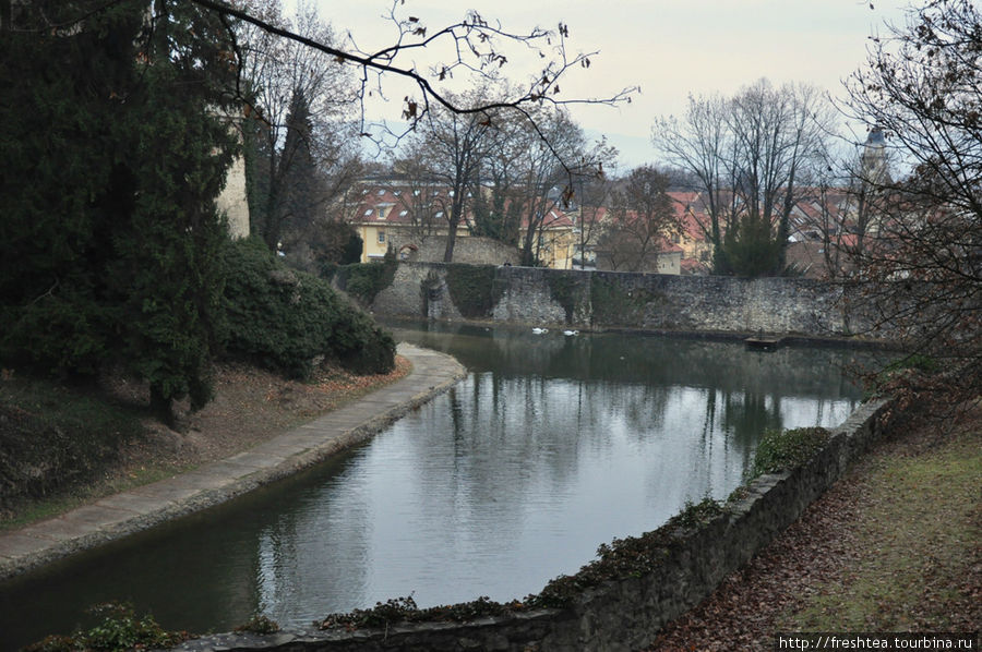 Замок построен на скале, вокруг — ров, что в конце 19-го века превратили в пруд, т.к. к тому времени крепость утратила свою защитную функцию. Бойнице, Словакия