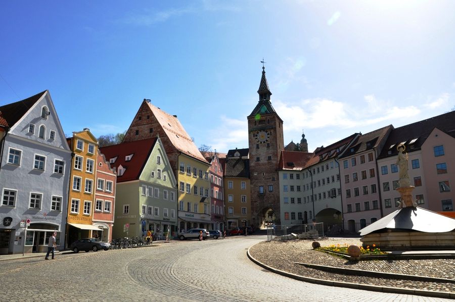 Соляная башня на Hauptplatz Ландсберг-ам-Лех, Германия