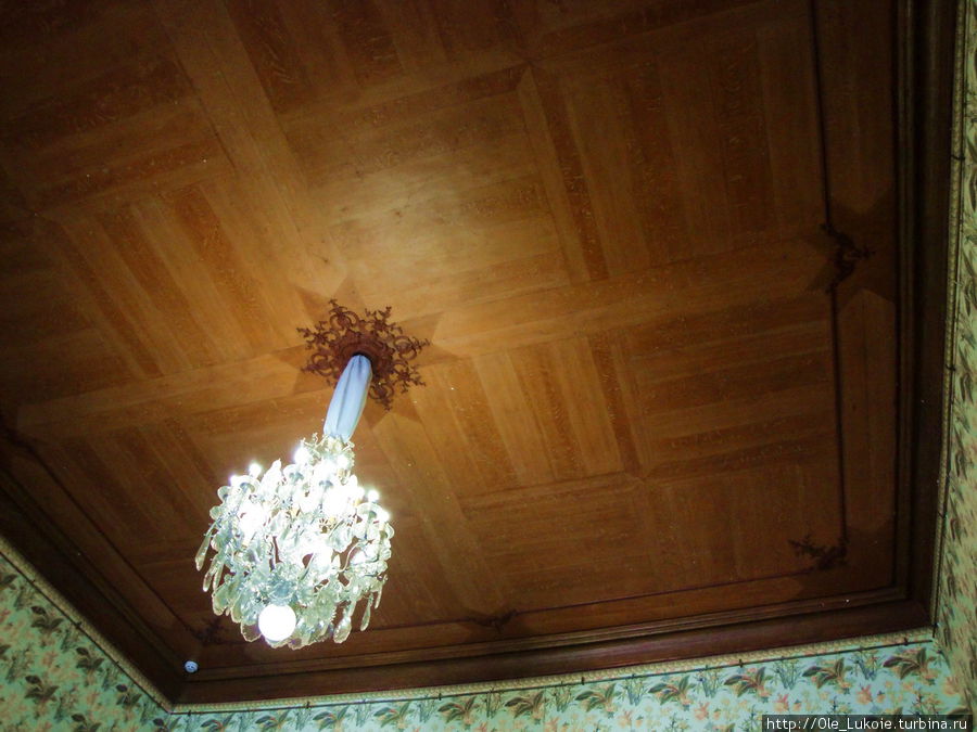 Парадный кабинет,  потолок. Потолок производит впечатление деревянного, но это роспись масляными красками по алебастру (!) Алупка, Россия