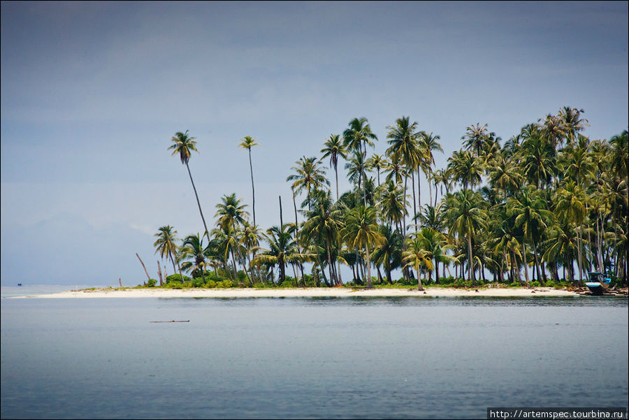 Песок и пальмы, и индийский океан Суматра, Индонезия