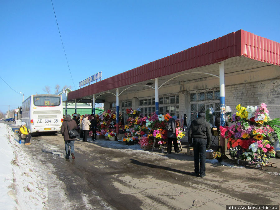 Автовокзал города Пошехонье. Ведётся бойкая торговля пластиковыми цветочками Пошехонье, Россия