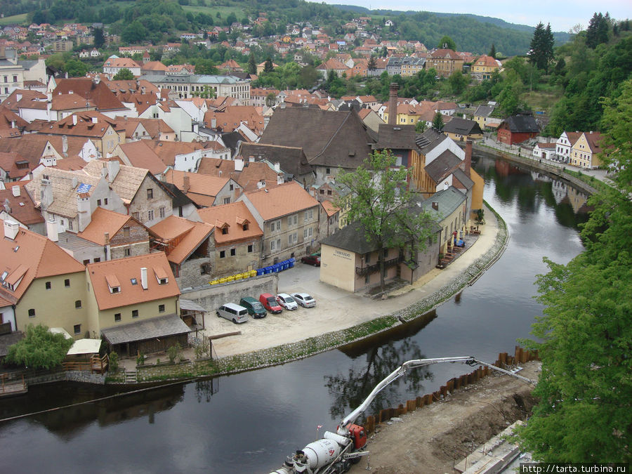 Вид на Чешский Крумлов с крепостных стен Чешский Крумлов, Чехия