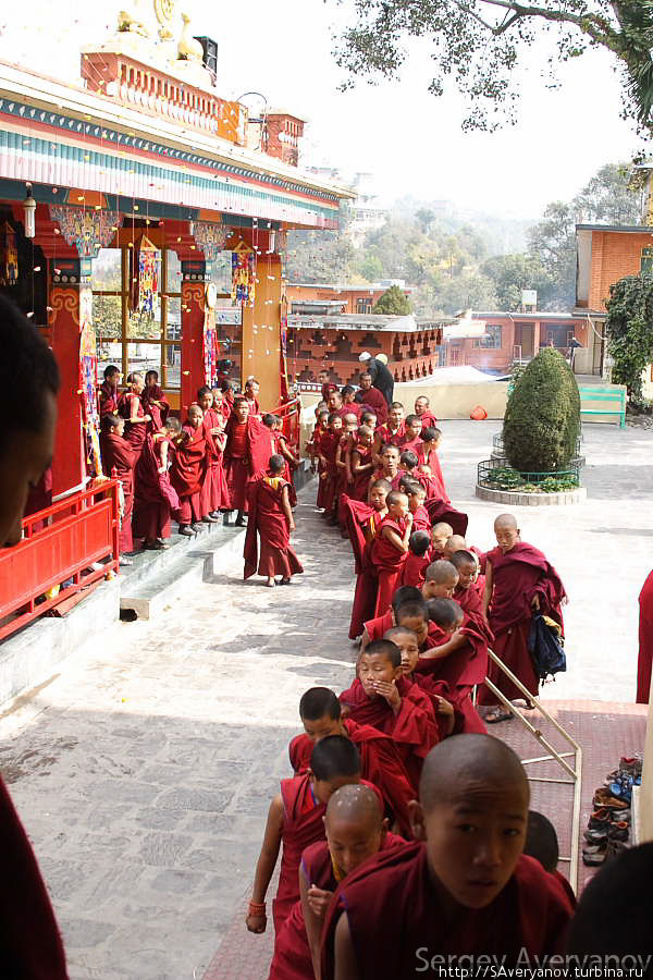 Монастырь Копан Гомпа. Очередь за денежным довольствием Катманду, Непал