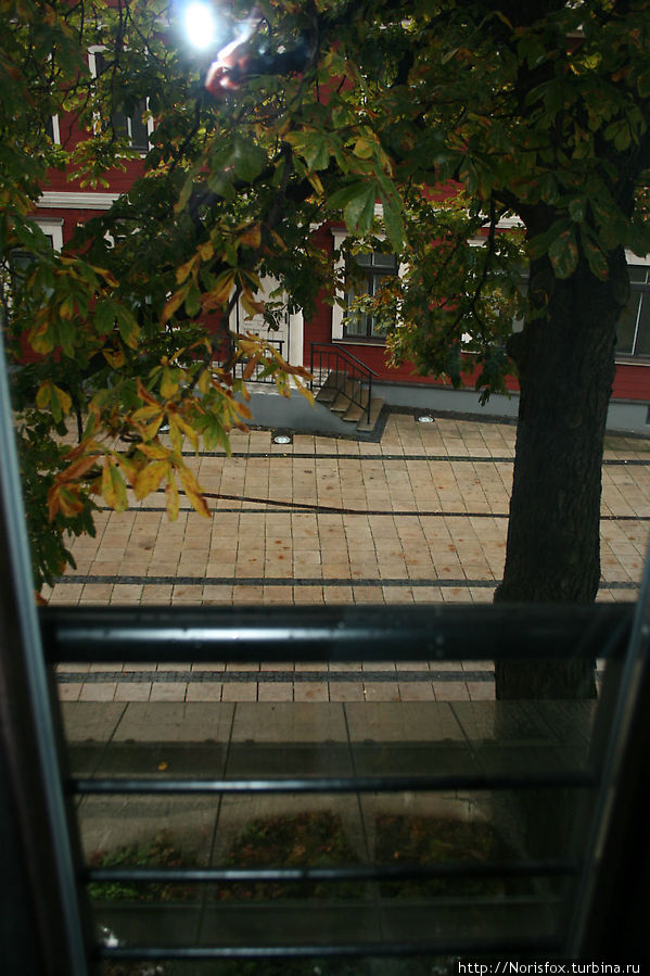 Вид из кухонного окна во двор отеля Рига, Латвия