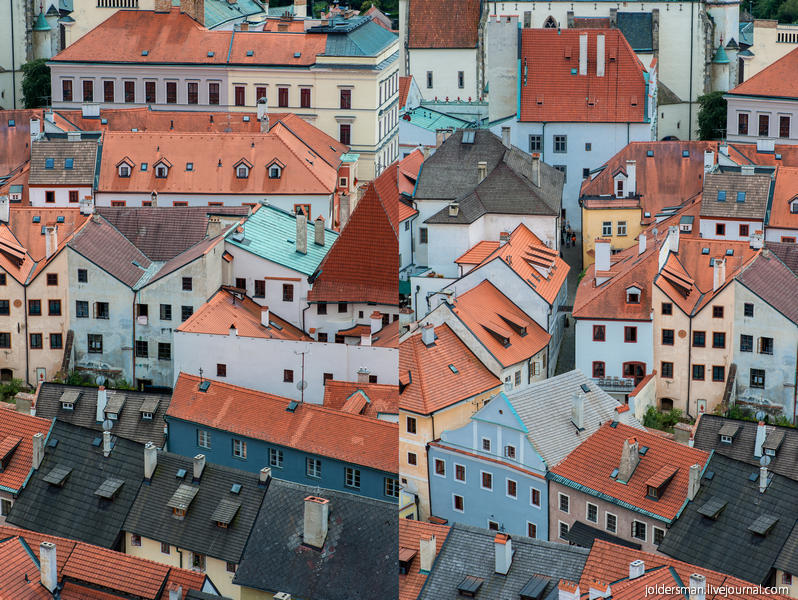 Крыши города Крумлова Чешский Крумлов, Чехия