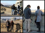 Люди, смотрящие с моста на канал 
Ридо.