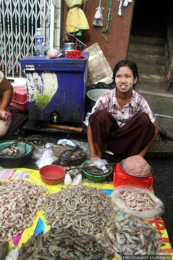 Продавщица морепродуктов Янгон, Мьянма