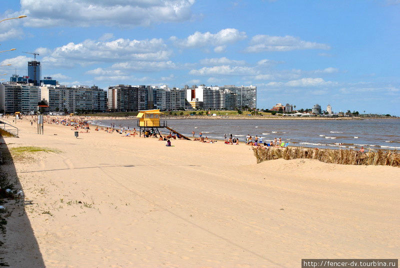Вот такой он пляж Монтевидео: белый песок, за которым сразу начинаются дома. Местная Копакобана Монтевидео, Уругвай