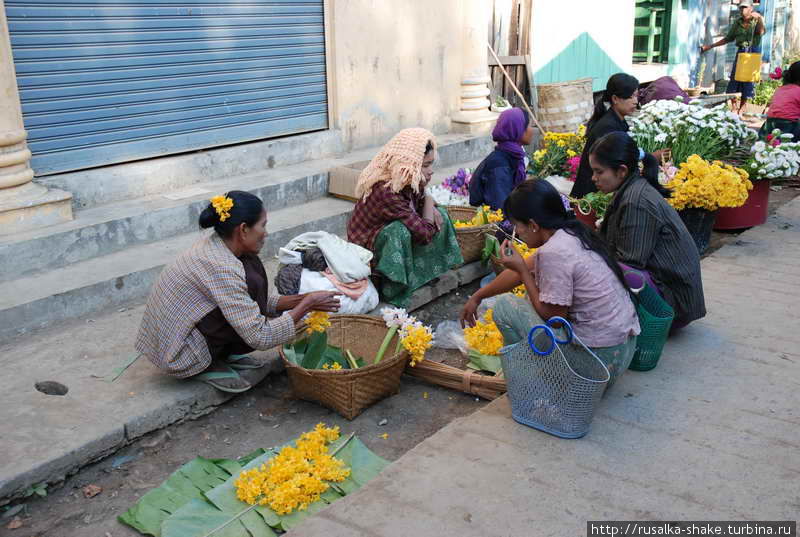 Цветочный рынок рядом с рыбным Мраук-У, Мьянма