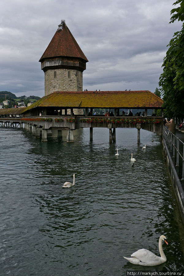 Его длина составляет 204,7 м. Капелльбрюкке был построен в 1365 году и тем самым является самым древним деревянным мостом в Европе. Первоначально мост строился в качестве оборонительного коридора в составе городских укреплений и соединял разделенные рекой Рёйс старую и новую части города. Люцерн, Швейцария