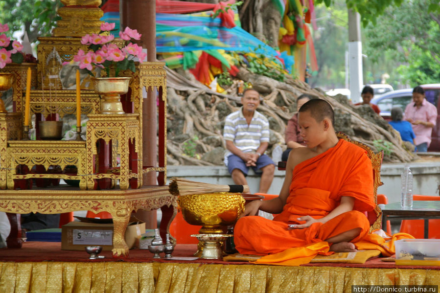 Зачем буддисты вешают ленточки на деревья? Накхон-Патом, Таиланд