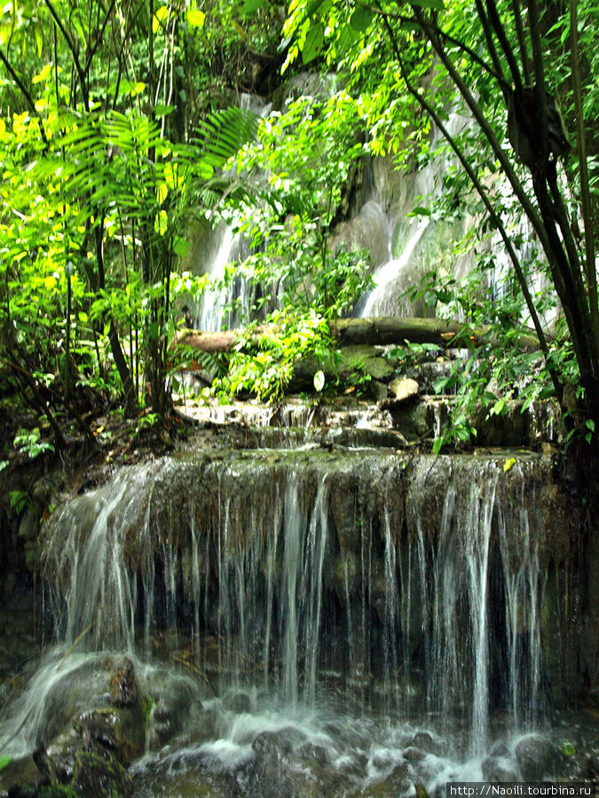 Водопады расположены совсем рядом с жилыми домами майа Паленке, Мексика