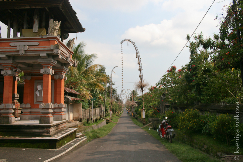 Так выглядит обычная балийская улица — со склонившимися пенжорами Бали, Индонезия