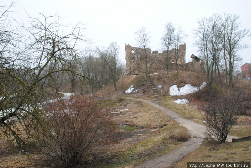 Вид на развалины Бауска, Латвия