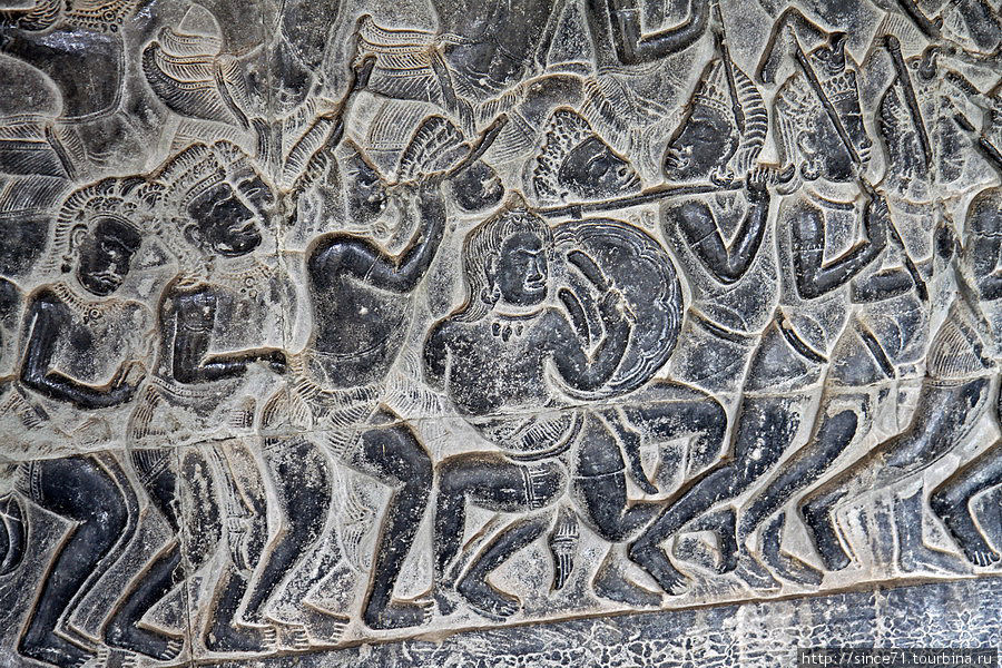 Храмы Ангкора. Ангкор Ват. Рельефы Ангкор (столица государства кхмеров), Камбоджа