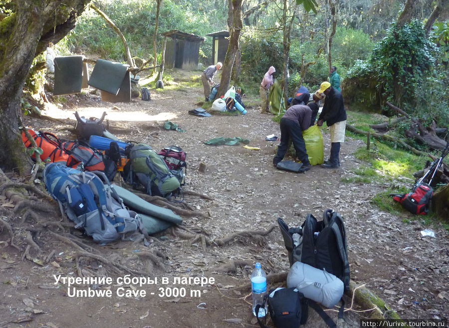 Утренние сборы в лагере Umbwe Cave — 3000m Килиманджаро Национальный Парк, Танзания