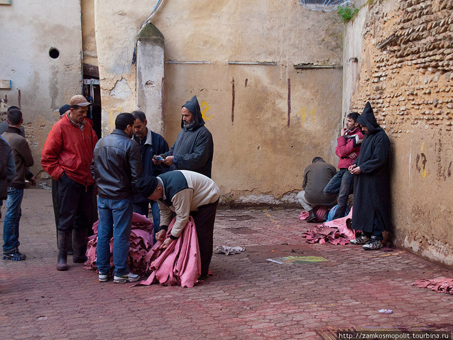 В городе есть специальные базары, где продают кожу. Фес, Марокко