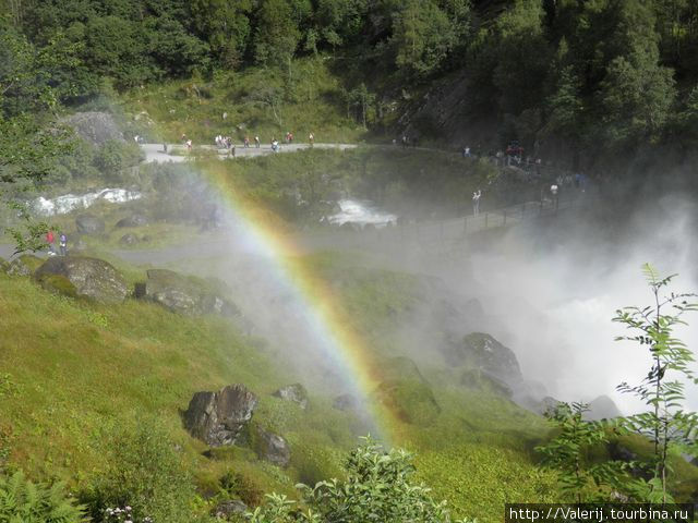 Радуга в брызгах водопада Хеллесюльт, Норвегия