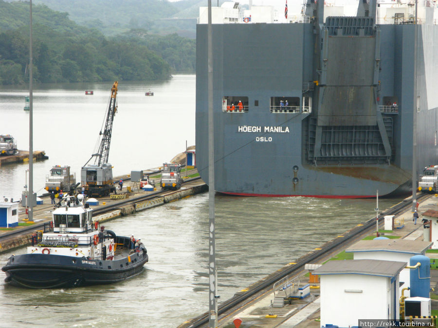 Между бортами корабля и стенками шлюза — несколько сантиметров Панама-Сити, Панама