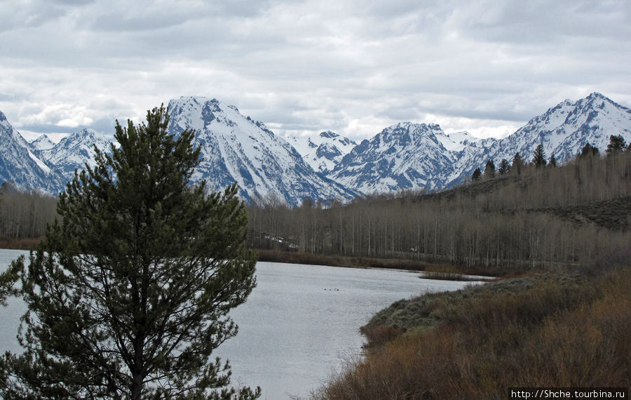 Озеро Jackson и горная гряда Teton, 120 км по пути в Джексон Национальный парк Гранд Тетон, CША