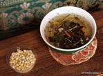 Травяной чай и кедровые орешки с медом.