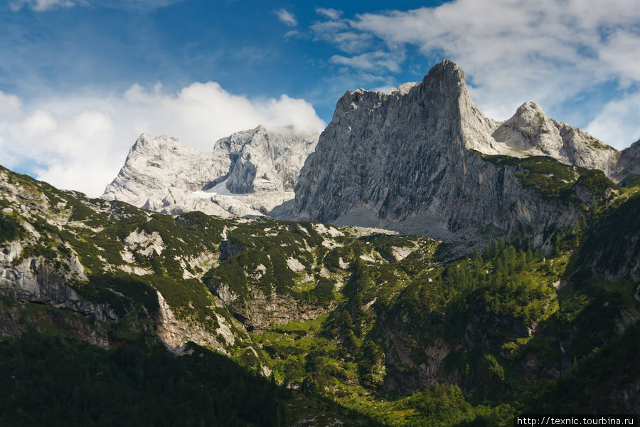 Госау зее — озеро в Альпах и виды массива Дахштайн Гозау, Австрия