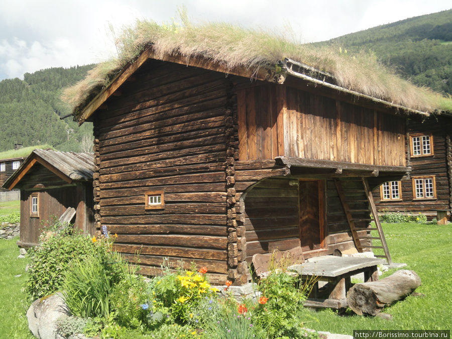Тролле-домик с тролле-крышей. Это старинная норвежская технология, при которой на крышу укладывали дёрн. Норвежцы бережно её сохранили и очень часто применяют даже в современных зданиях. Иногда на крыше можно увидеть целую березку! Норвегия