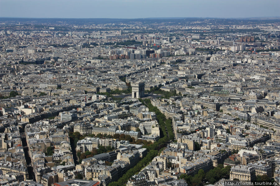 Вид с Эйфелевой башни — Триумфальная арка Париж, Франция