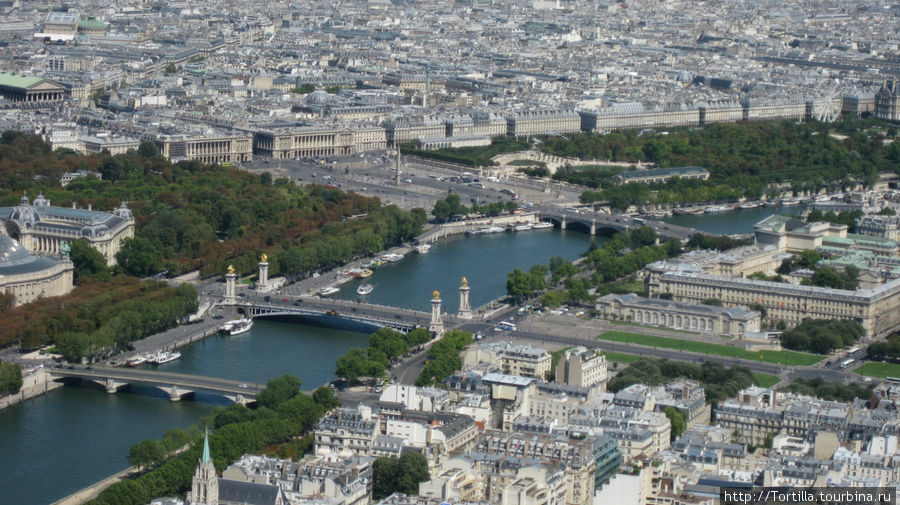 Вид с Эйфелевой башни — мост Александра III Париж, Франция