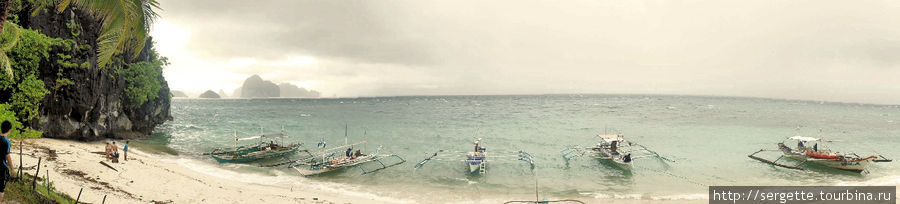 Панорамка этого пляжа Эль-Нидо, остров Палаван, Филиппины