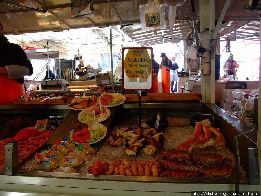 рынок морепродуктов в Бергене Берген, Норвегия